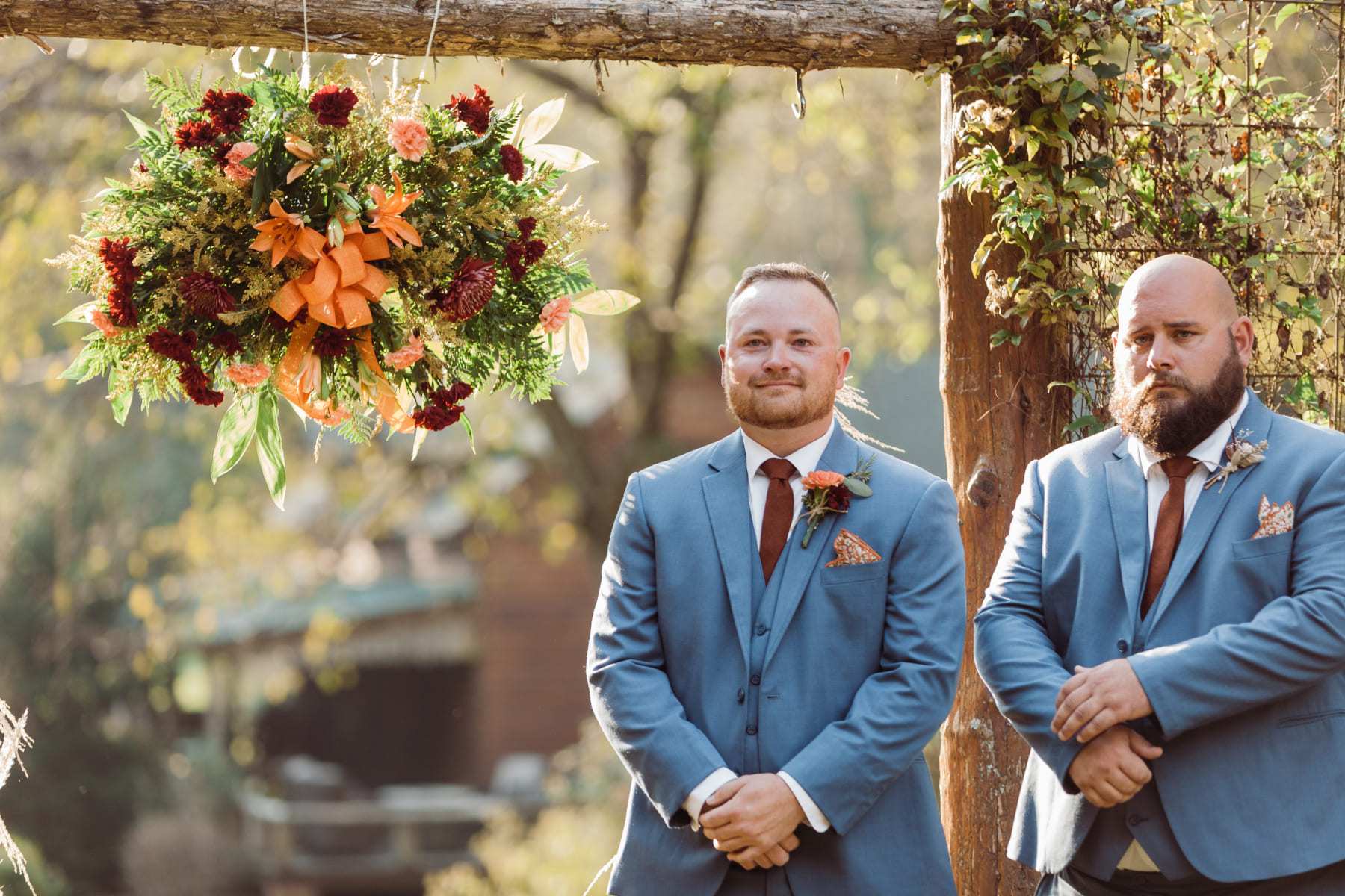 Arch ceremony with enhanced floral decor